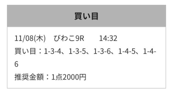 競艇RITZの11月8日の有料情報