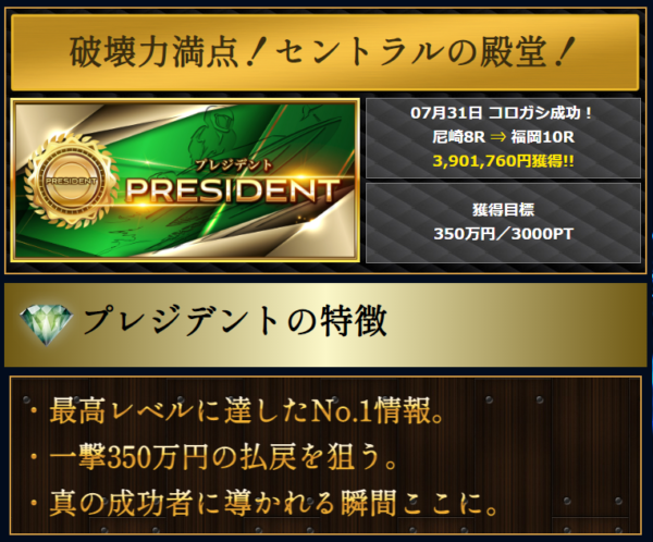 競艇セントラルのプレジデント