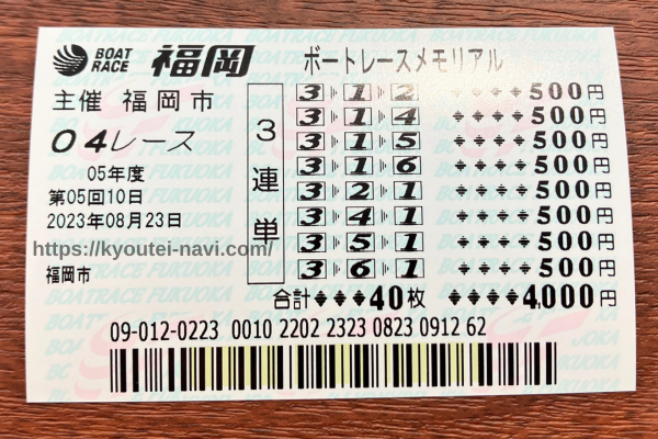 福岡4Rの舟券