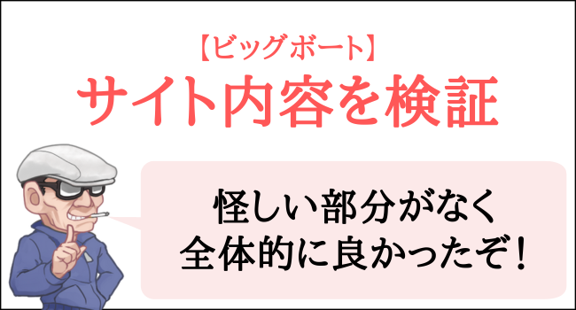 ビッグボートのサイト内容を検証