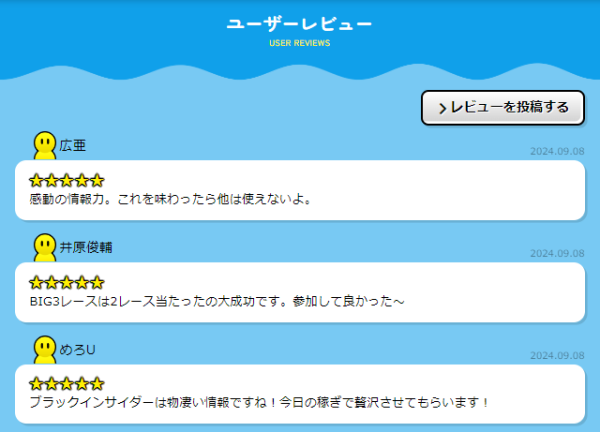 競艇サンダーバードのレビュー機能