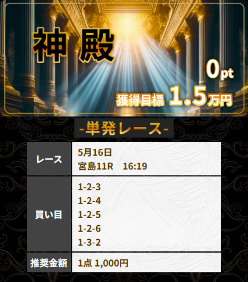ボートリッチの5月16日の無料予想
