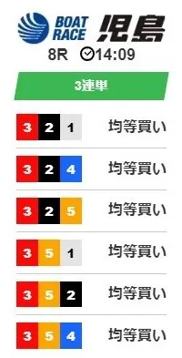 ブラックの2レース目の買い目