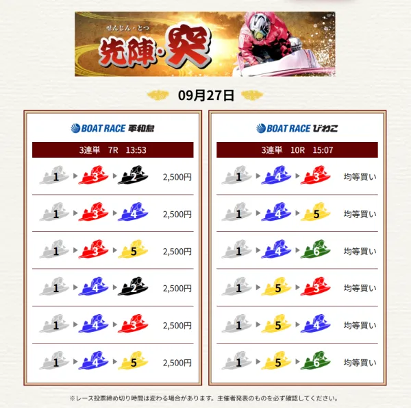 一騎当船の9月27日の先陣・突