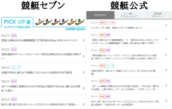 競艇セブンのピックアップ