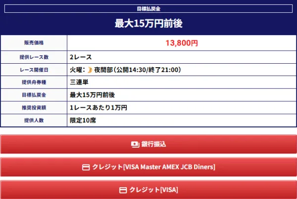 ボートキングの購入画面