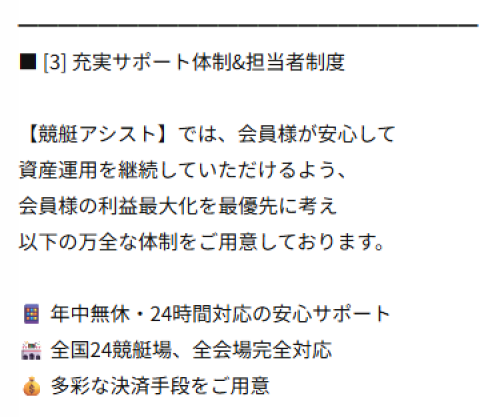 競艇アシストのサポート