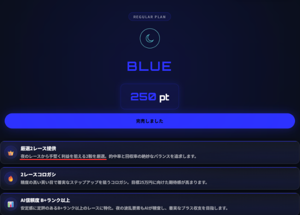 ネオンウェーブのブルーのプラン説明