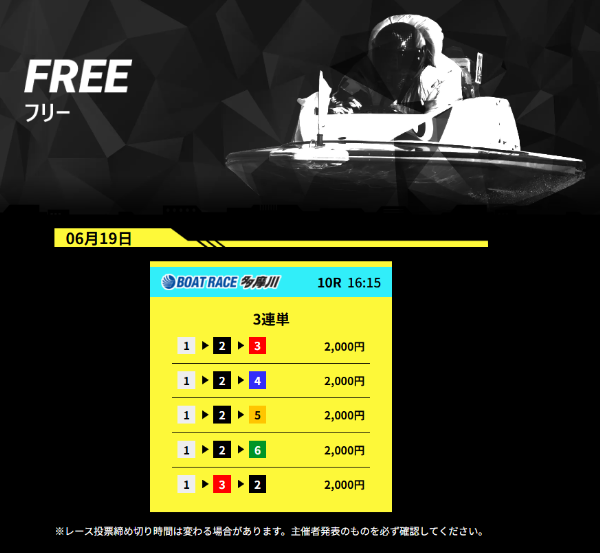ボートフューチャーの6月19日の無料予想