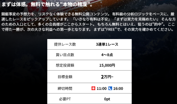 競艇事変の無料予想の詳細